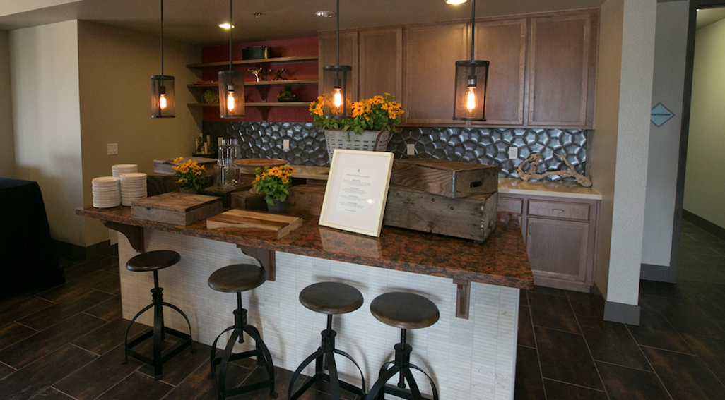 The Promontory apartments community room kitchen
