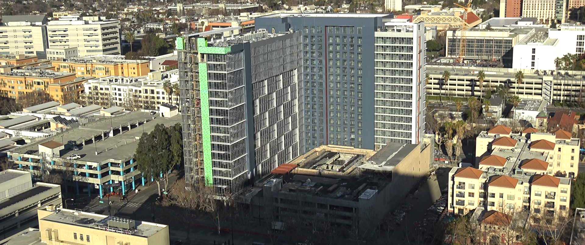 The Grad student housing exterior building view