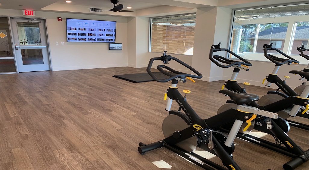The Post on Nord exercise room view cycling area