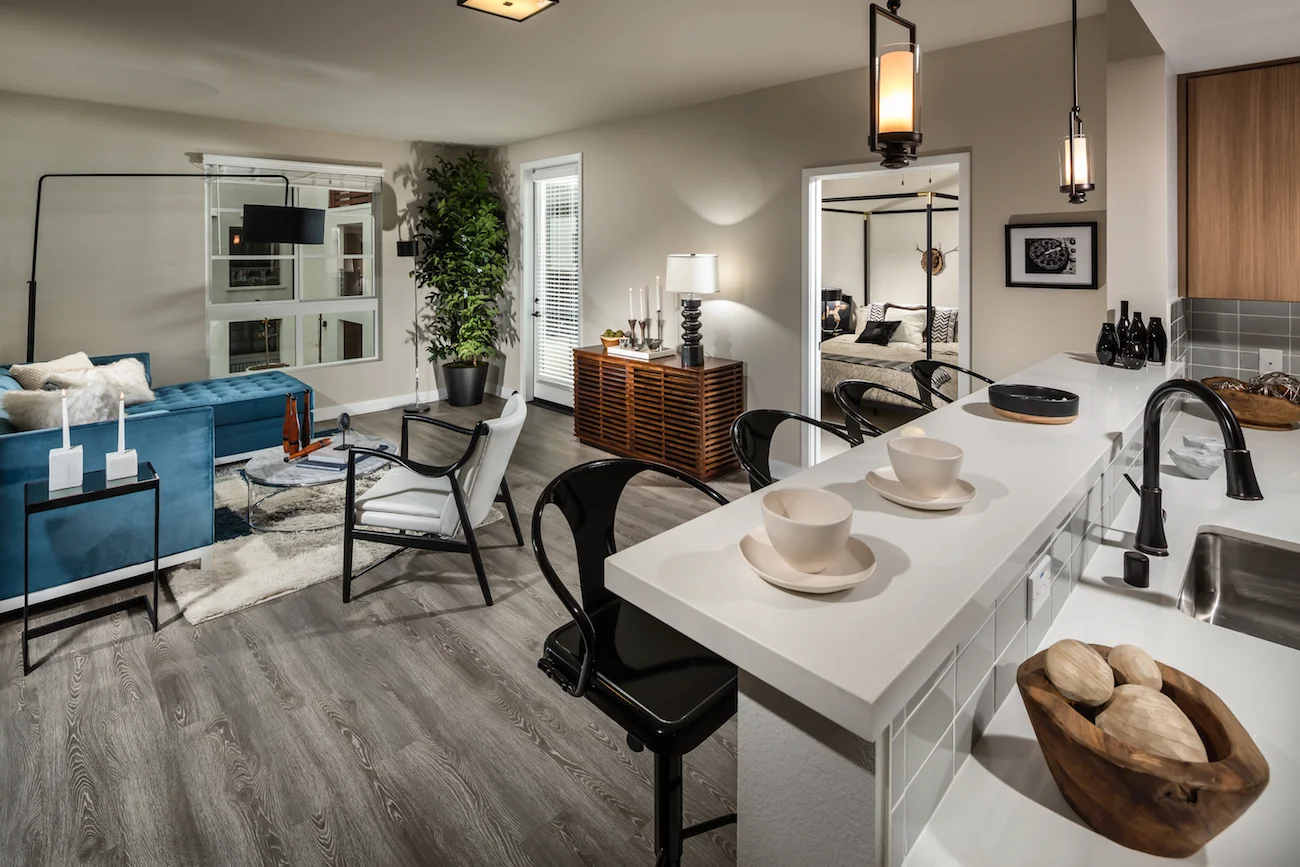 The Luxe apartments interior kitchen and living area
